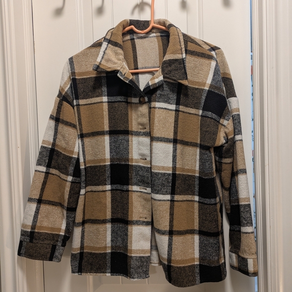 Plaid Button-Up Jacket - Picture 1 of 2